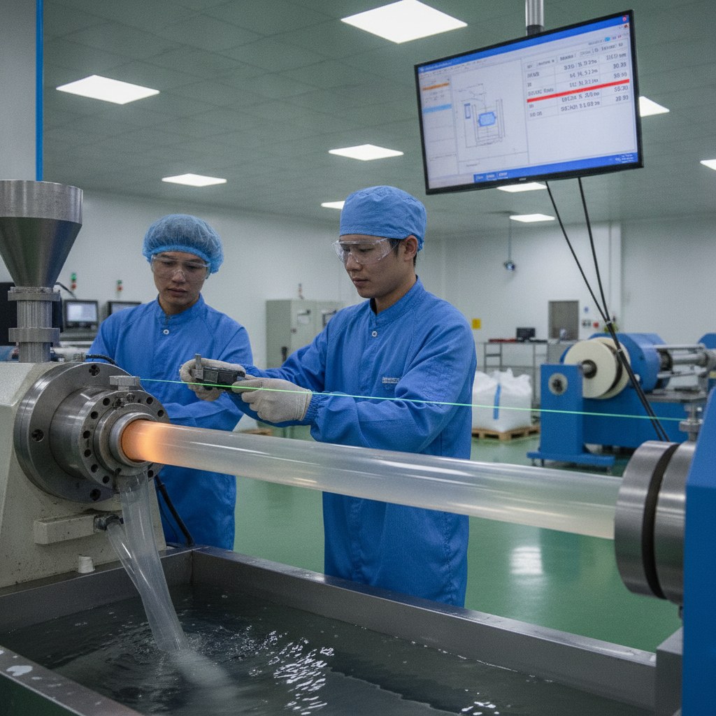 FEP tubing extrusion and dimensional inspection