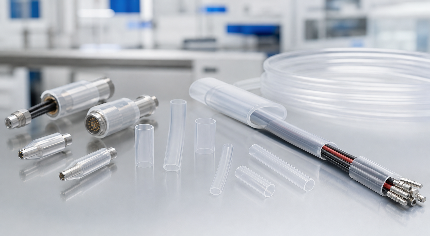 Clear FEP heat shrink tubing for component protection