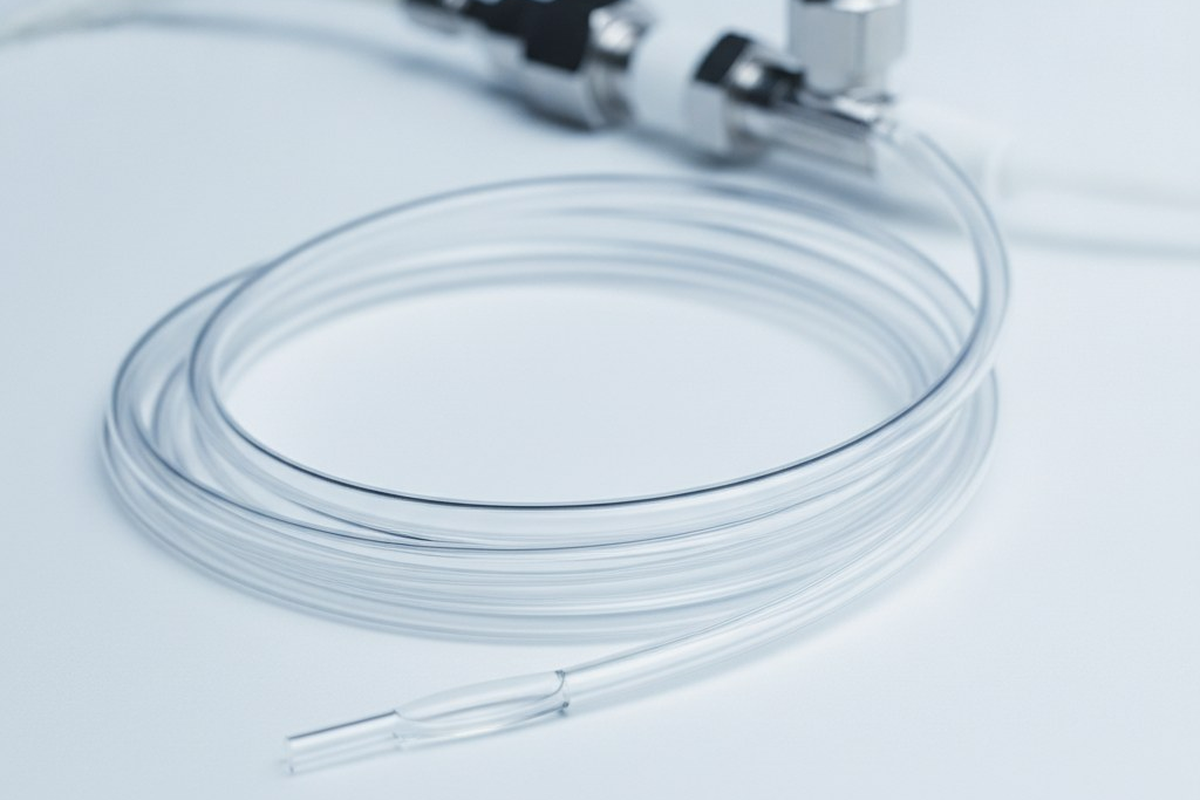 Transparent flexible FEP tubing for visible fluid transfer