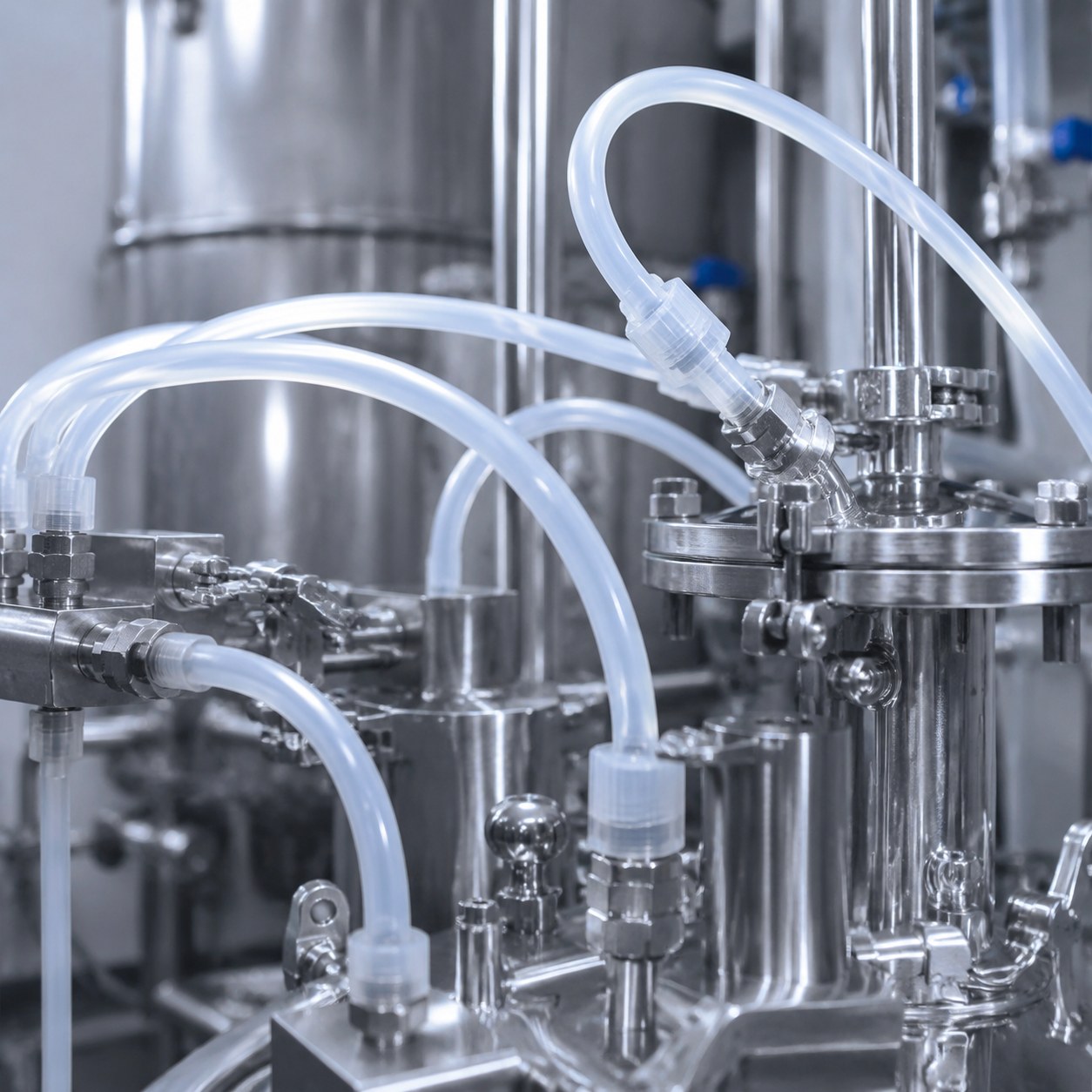 Photorealistic industrial website image for pfa tubing: Review dimensions, clean product or application scene, no text, no logo, no watermark