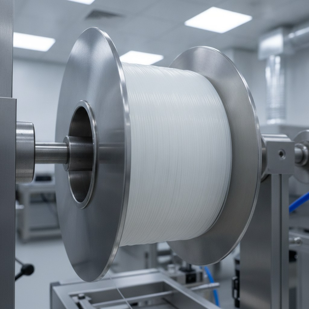 Real industrial website photography of chemical resistant PTFE capillary tubing for analytical and chemical sampling paths, no text, no logos, no watermark