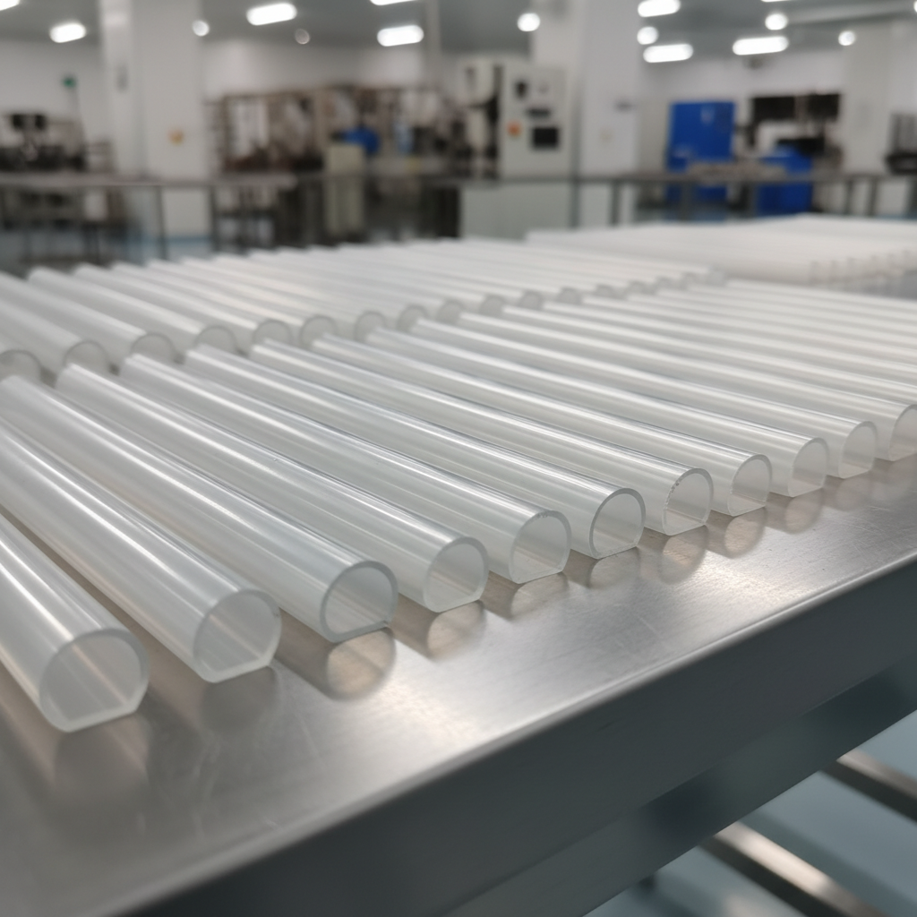 Cut to length PTFE tubing pieces prepared for OEM assembly