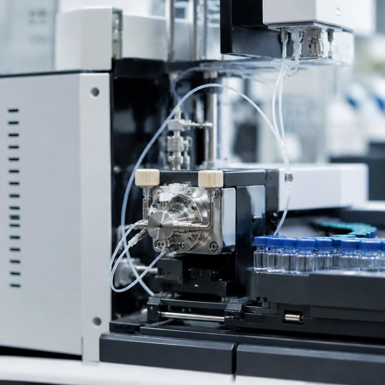 Laboratory setup for elevated-temperature ultrapure-water extraction testing of PFA tubing