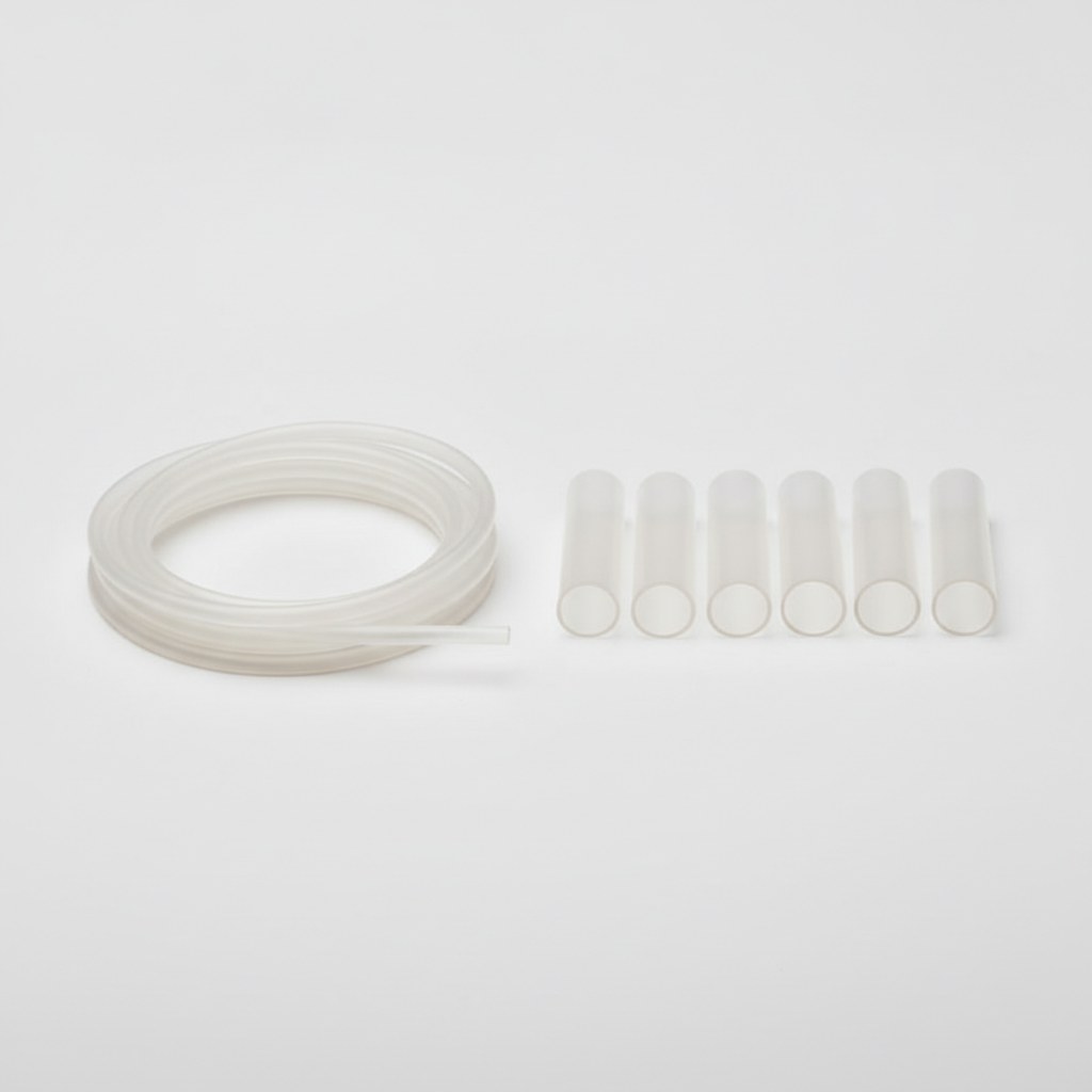 Thin wall PTFE tubing with large bores and visibly reduced wall thickness