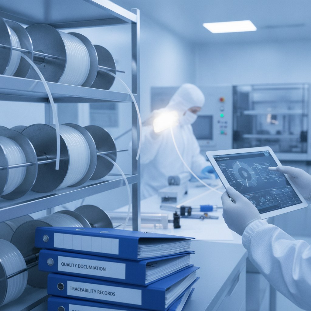 PTFE tubing documentation and batch traceability illustration